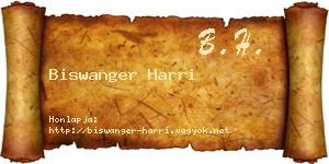Biswanger Harri névjegykártya